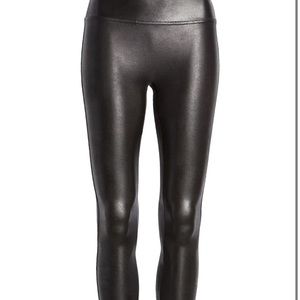 SPANX Faux Leather Leggings Very Black Size Large